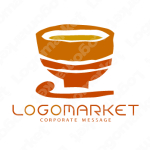 丼とごはんと手書きのロゴ