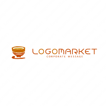 丼とごはんと手書きのロゴ