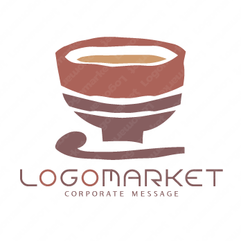 丼とごはんと手書きのロゴ