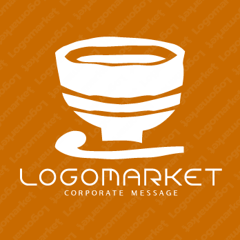 丼とごはんと手書きのロゴ