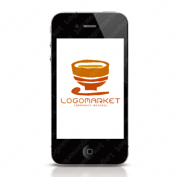 丼とごはんと手書きのロゴ