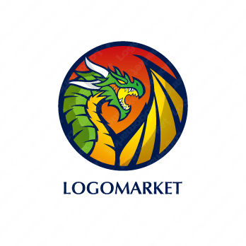 ドラゴンと翼と竜のロゴ