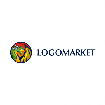 ドラゴンと翼と竜のロゴ