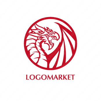 ドラゴンと翼と竜のロゴ