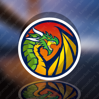 ドラゴンと翼と竜のロゴ