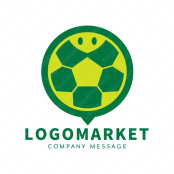 亀とサッカーボールと親しみやすいのロゴ