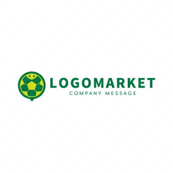亀とサッカーボールと親しみやすいのロゴ
