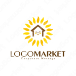 家と太陽と花のロゴ