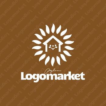 家と太陽と花のロゴ