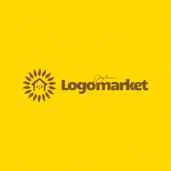 家と太陽と花のロゴ