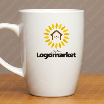 家と太陽と花のロゴ