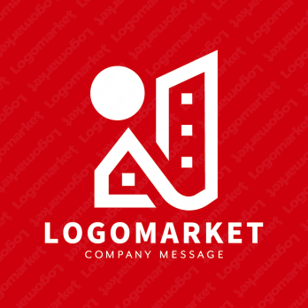 Jと街並みと日本のロゴ