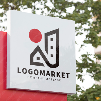 Jと街並みと日本のロゴ