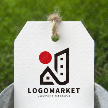 Jと街並みと日本のロゴ