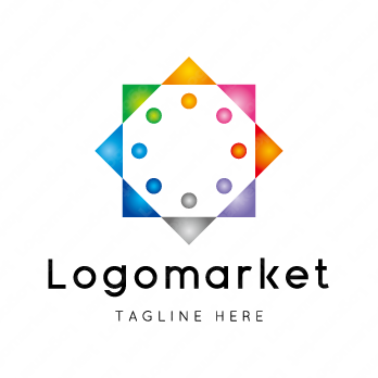 人と太陽と輪のロゴ