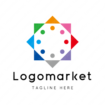 人と太陽と輪のロゴ