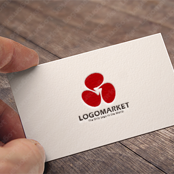 吹き出しと家紋と渦のロゴ