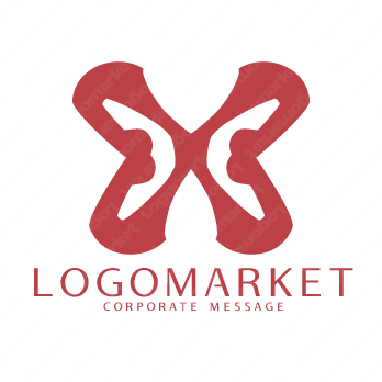 蝶と羽ばたくと成長のロゴ