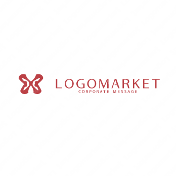 蝶と羽ばたくと成長のロゴ