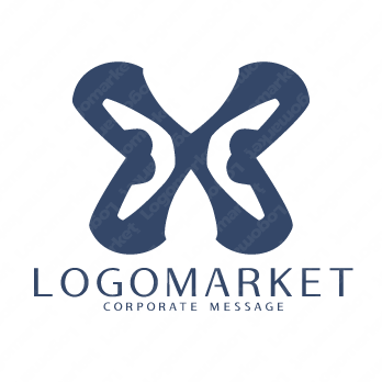 蝶と羽ばたくと成長のロゴ