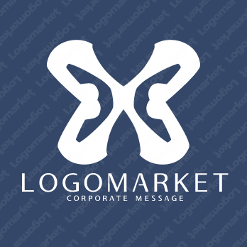 蝶と羽ばたくと成長のロゴ