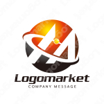 Mと繋がりとスピード感のロゴ