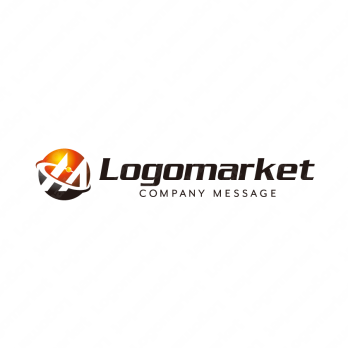 Mと繋がりとスピード感のロゴ