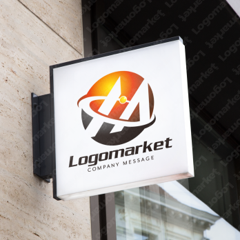 Mと繋がりとスピード感のロゴ