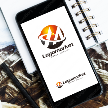 Mと繋がりとスピード感のロゴ