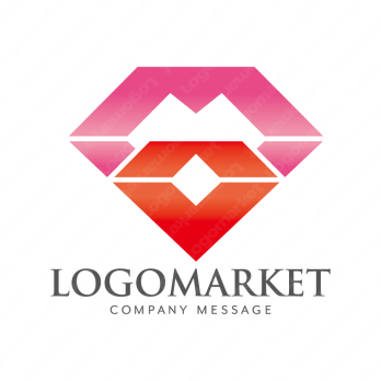 ハートとダイヤモンドと唇のロゴ