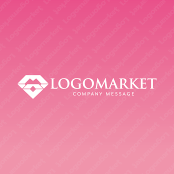 ハートとダイヤモンドと唇のロゴ