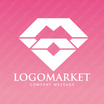 ハートとダイヤモンドと唇のロゴ