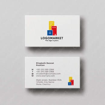 ビルとブロックと多様のロゴ