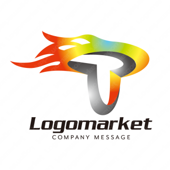Tと炎とエネルギーのロゴ