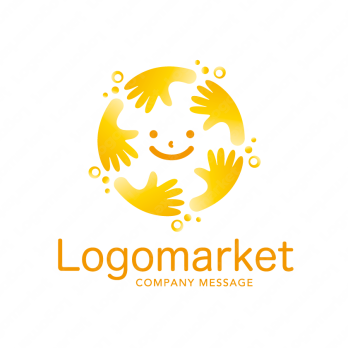 笑顔と温かいと手のロゴ