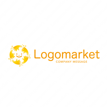 笑顔と温かいと手のロゴ