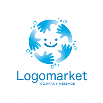 笑顔と温かいと手のロゴ