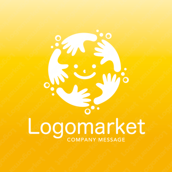 笑顔と温かいと手のロゴ