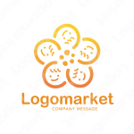 笑顔とコミュニケーションと花のロゴ