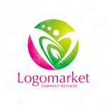 ハートと若葉と愛情のロゴ