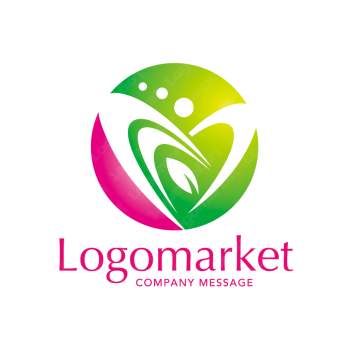 ハートと若葉と愛情のロゴ