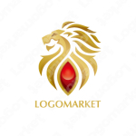 宝石とライオンと獅子のロゴ