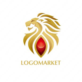 宝石とライオンと獅子のロゴ