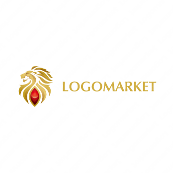 宝石とライオンと獅子のロゴ