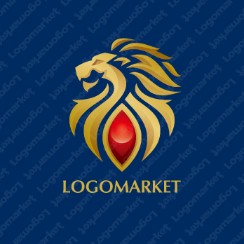 宝石とライオンと獅子のロゴ