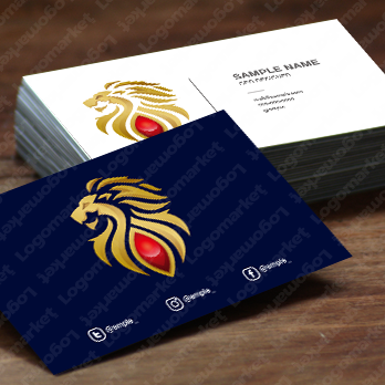 宝石とライオンと獅子のロゴ