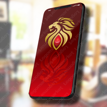 宝石とライオンと獅子のロゴ