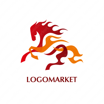 馬と炎と火のロゴ