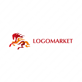 馬と炎と火のロゴ