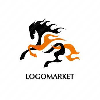 馬と炎と火のロゴ